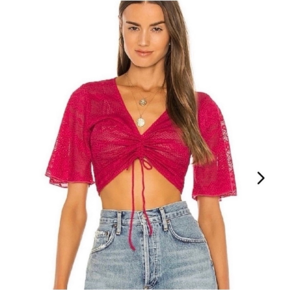 NWT Lovers + Friends hot pink lace sharon top